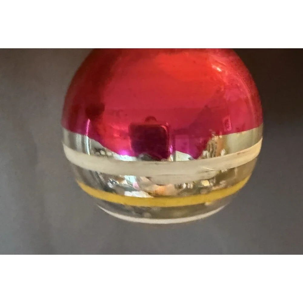 VTG 50's Shiny Brite Mercury Glass Christmas Ornament Striped Ball MCM Holiday